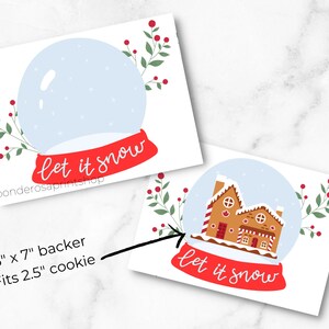 Carte de Noël imprimable, support boule à neige, convient à un cookie de 2,5 pouces - support de cookie imprimable 5 pouces par 7 pouces