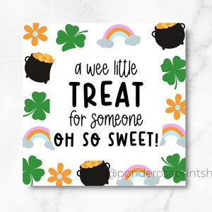 Tag de biscoito para impressão do dia de São Patrício, 2,5 polegadas, Tag de biscoito, Tag digital, Um presente para alguém doce, Feliz dia de São Patrício
