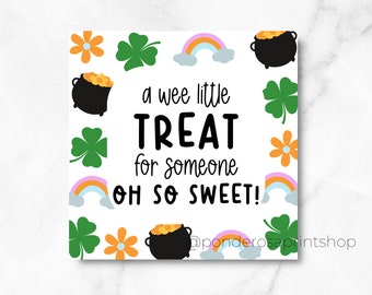 Printable St. Patrick's Day Cookie Tag, 2.5 inches, Cookie Tag, Digital Tag, A Treat for Someone Sweet, Happy St. Patrick's Day