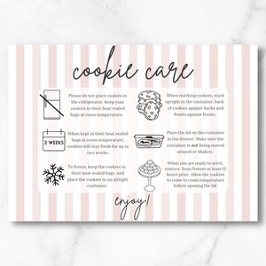 Cookie Pflegehinweise, Pflegekarte Printable. Druckbare Cookie Care Karte, Pflegeanleitung, Kekse Pflegekarte, Dessert, Kekse.