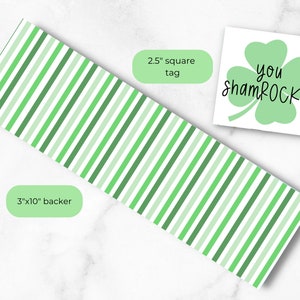 Suporte de biscoitos e etiqueta para impressão do Dia de São Patrício, You shamROCK, 3"x10" e 2,5"x2,5" Digital, cartão de biscoitos para download instantâneo