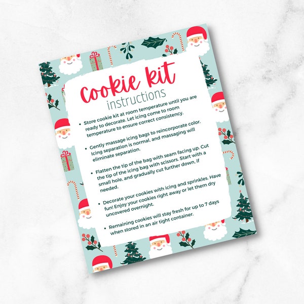 Christmas DIY Cookie Kit Instructions Card-Printable 4.3" by 5.3" DIY Cookie Card, Special Delivery, Santa Mail, Elf Delivery, Elves