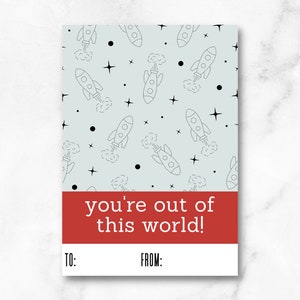 You&#39;re Out Of This World Printable Cookie Card, Class Valentines, instant download cookie card, 3.5&quot; x 5&quot;