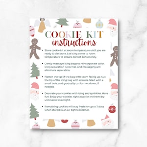 Afdrukbare kerst DIY-koekjespakket Instructieskaart-afdrukbare DIY-koekjeskaart van 4,3 x 5,3 inch