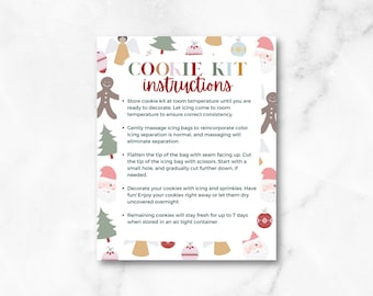 Printable Christmas DIY Cookie Kit Instructions Card (4.3" x 5.3")