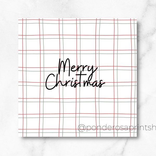 Merry Christmas Printable Square Cookie Tag, 2.5 inches, Printable cookie tag, Instant download, Digital Cookie Tag