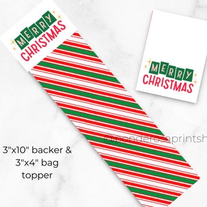 Weihnachten druckbare Cookie Backer und Topper, 3 "x 10" & 3 "x 4" Frohe Weihnachten digitale Karte, sofortiger Download Cookie Karte, Santa Cookie Karte