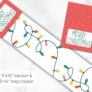 Cartão de biscoitos de Natal para impressão: fundo 3x10 e topo 3x4 (download digital)