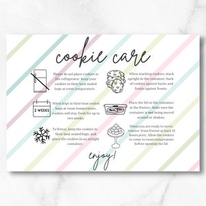 Easter Cookie Care Card Printable 3.5" by 5". Cookie Care Instructions, Digital Print, Bakery Care Guide, Biscuits Care. PDF and PNG.