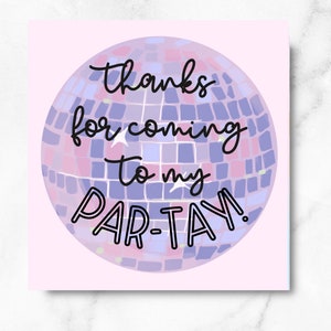 Favor de fiesta imprimible, tarjeta de agradecimiento para fiesta de cumpleaños, favor de fiesta, gracias por venir a mi fiesta