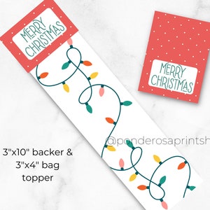 Weihnachten druckbare Cookie Backer und Topper, 3 "x 10" & 3 "x 4" Frohe Weihnachten digitale Karte, sofortiger Download Cookie Karte, Santa Cookie Karte