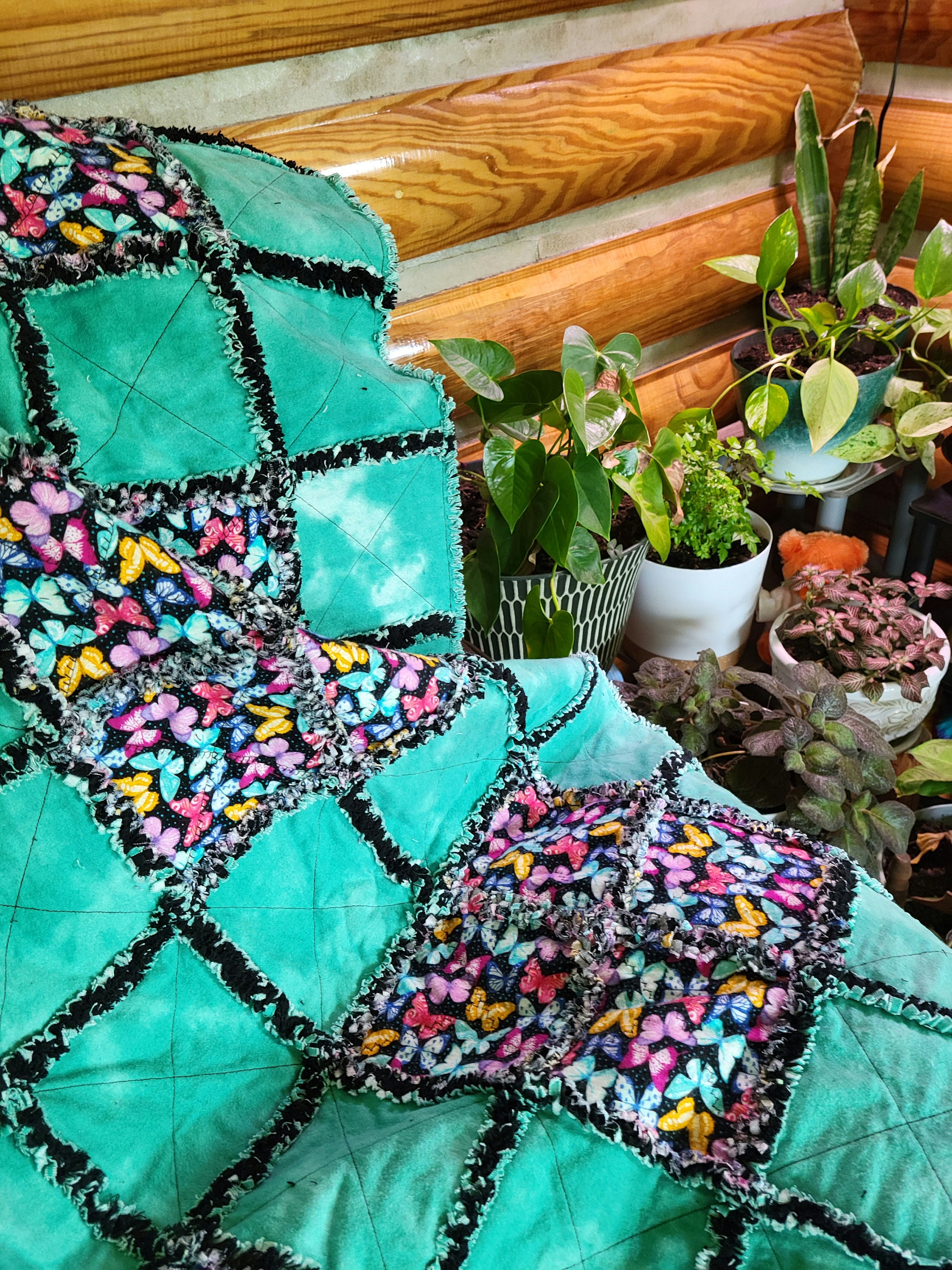 Green and Black Butterfly Ragquilt - Etsy