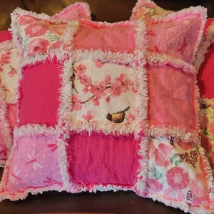 Pink Floral Ragged Edge Pillow Sham