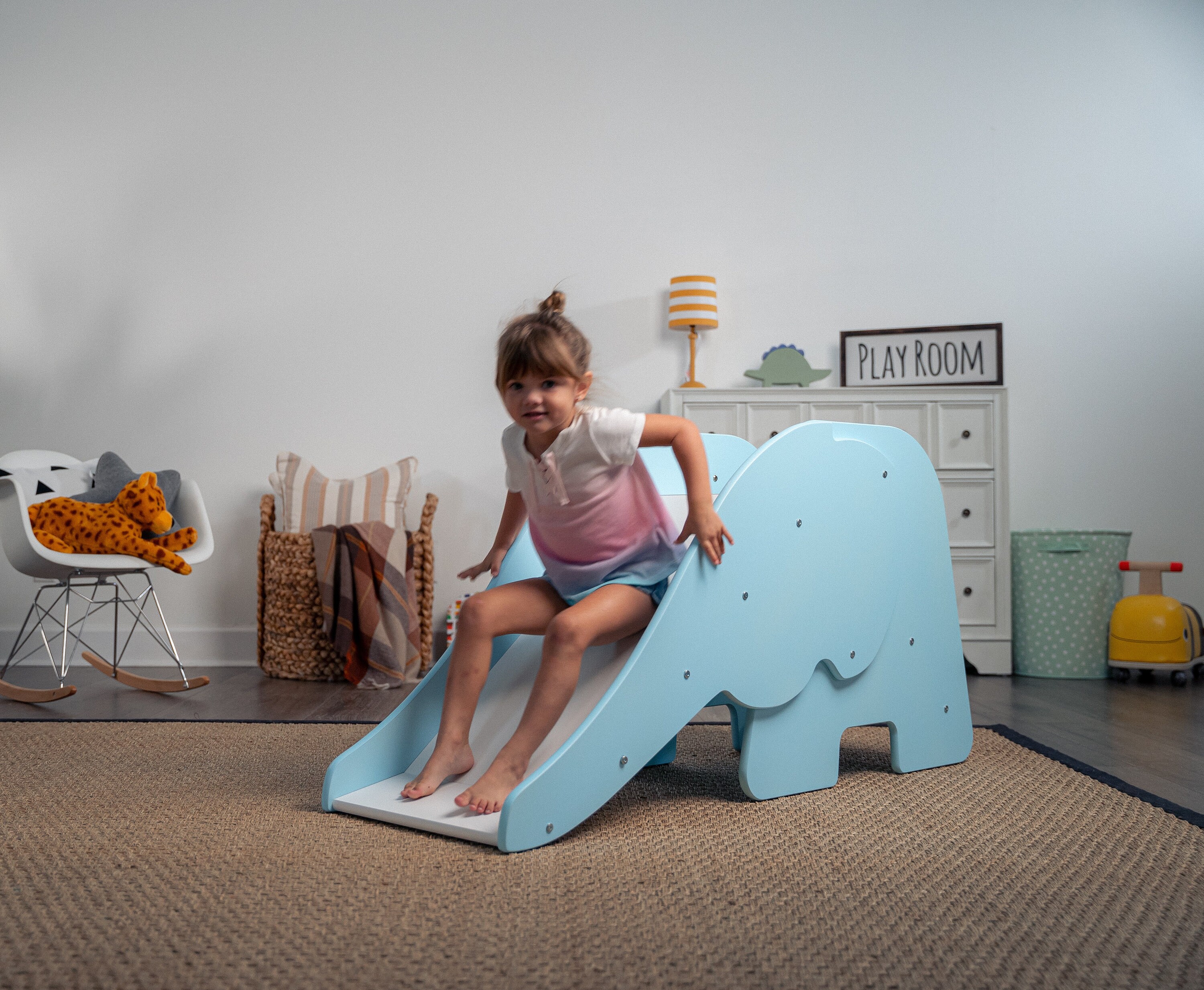 Kids Elephant Slide Toddler Indoor Wooden Slide for Living Etsy