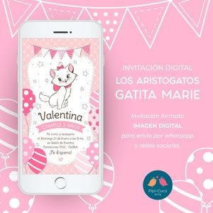 Invitación Digital Imagen - Los Aristogatos / Gatita Marie (modelo 1)