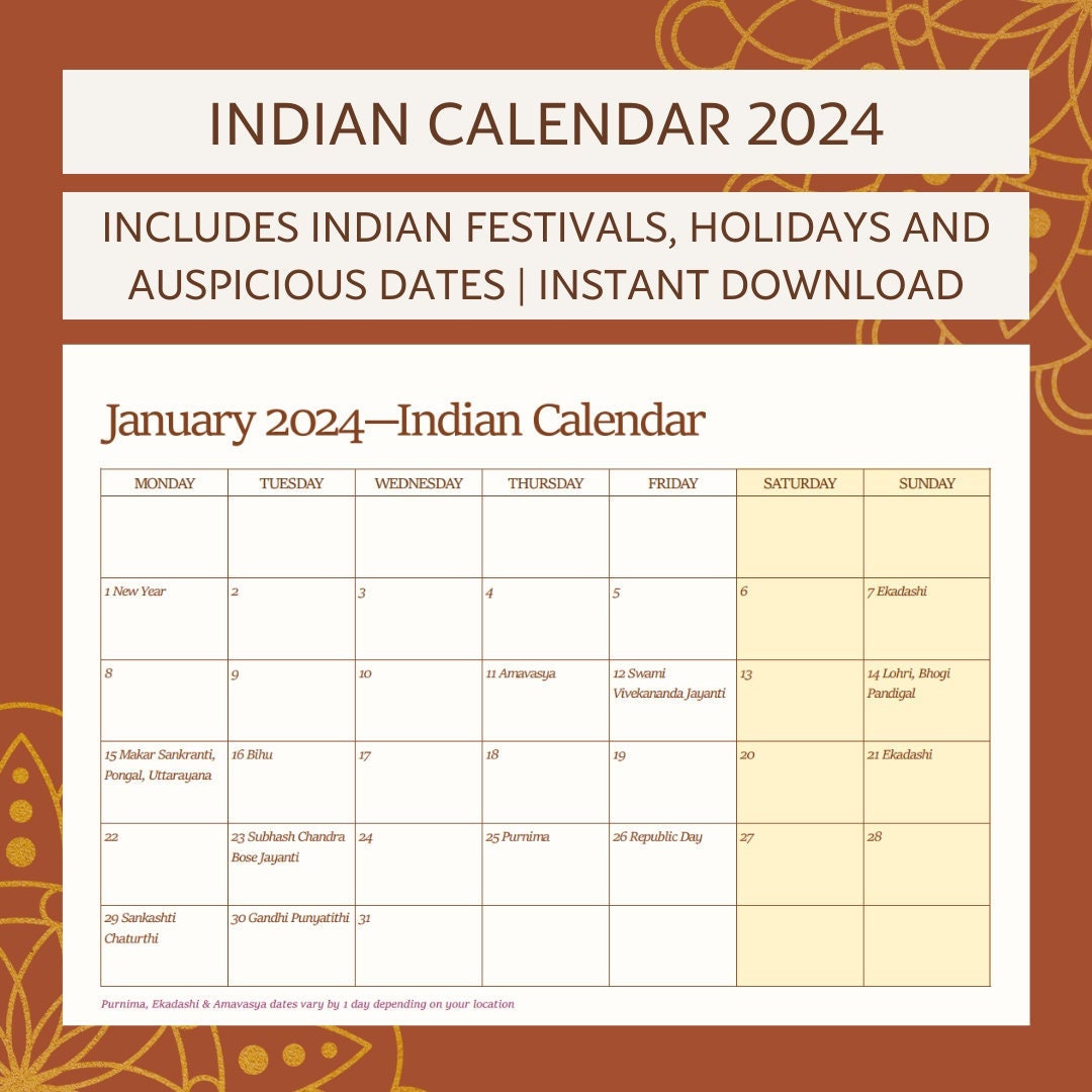 Indian Calendar 2024 Indian Festivals Almanac Calmanac English Calendar