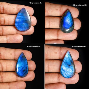 Cabochões em forma de pêra labradorita azul natural, pedras preciosas soltas de cabochão com parte traseira plana, pedras preciosas por atacado para joias. Muitos tamanhos disponíveis