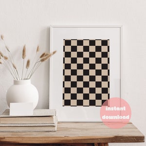 Checker Printable Wall Art | Boho Art Print | Instant Download Wall Print | Trendy Wall Decor | Neutral Minimal Art