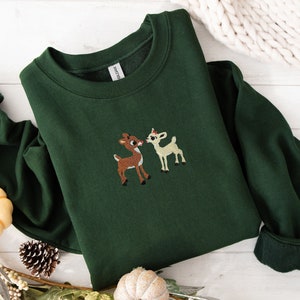 Rudolph Embroidered Christmas Sweater | Vintage Christmas Movie Sweatshirt | Rudolph and Clarice | Trendy Winter Apparel | Unisex Crewneck