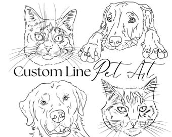 Custom Dog Line Art | Hand Drawn Pet Portrait | Cat Portrait | Pet Sketch From Photo | Digital Illustration Pet Art | Tattoo Commission