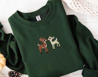 Rudolph Embroidered Christmas Sweater | Vintage Christmas Movie Sweatshirt | Rudolph and Clarice | Trendy Winter Apparel | Unisex Crewneck