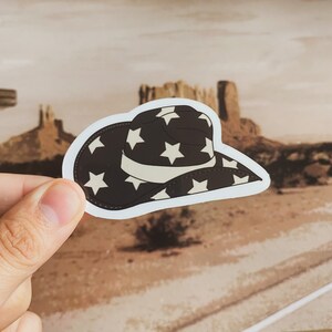 Black Cowboy Hat with Star Print Sticker | Waterproof Western Aesthetic Sticker