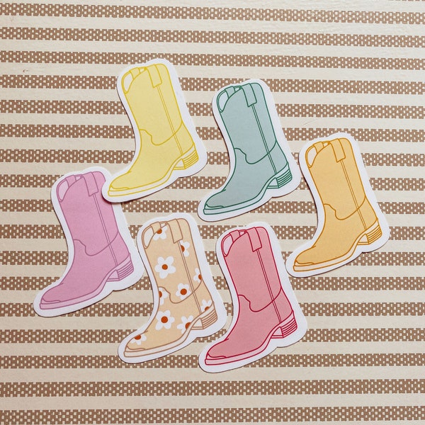 Pastel Cowboy Boot Stickers | Girly Western Aesthetic | Spring Sticker Pack | Cute Cowgirl Boots