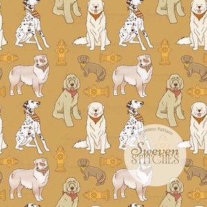 Dog Seamless Pattern Digital Download – Cute Puppy Art, Cartoon Dog Print Background, Pet Themed Sublimation, Repeating Dog Pattern JPG