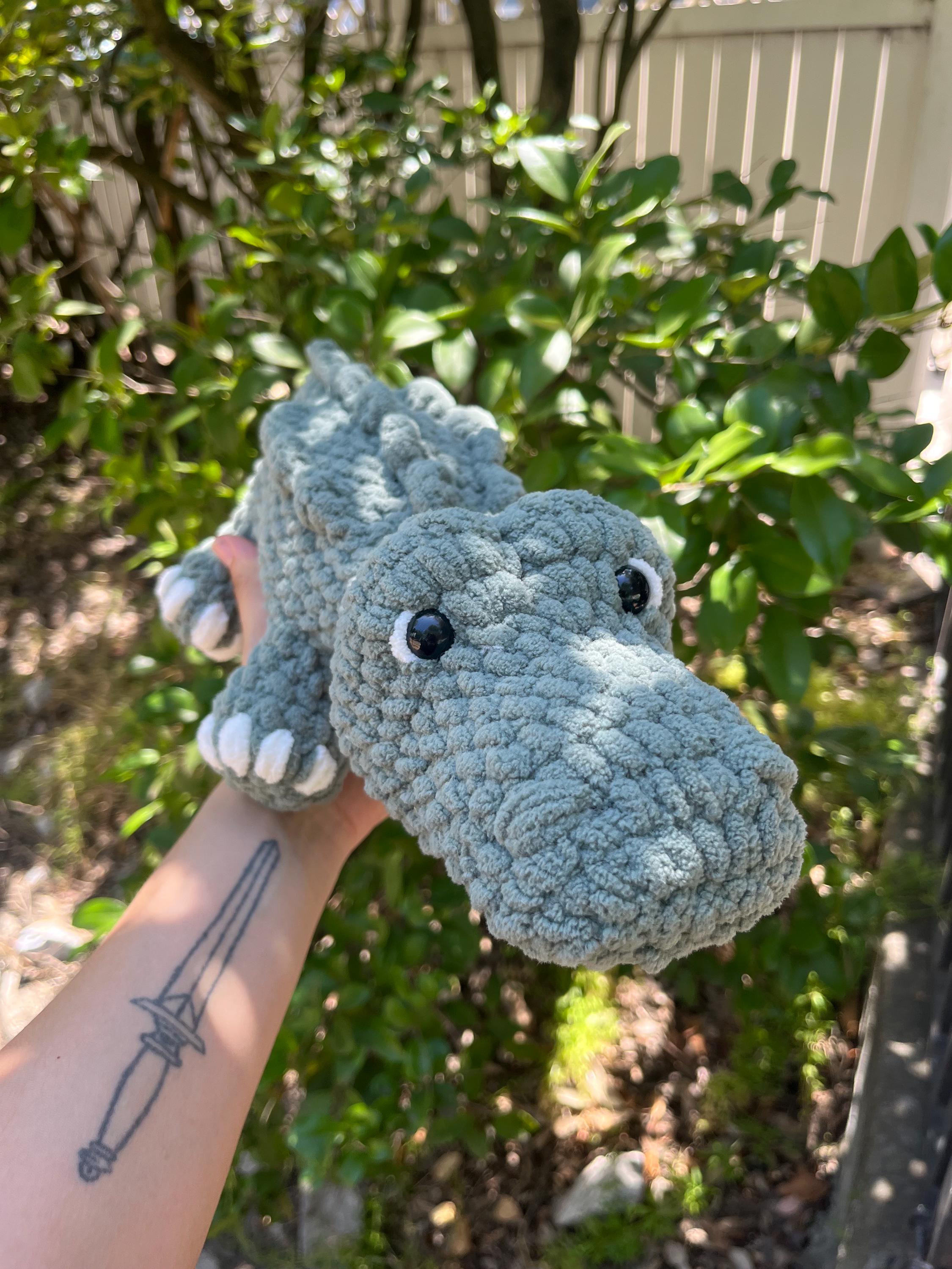 Crochet Alligator Plushie – Soft Chenille Amigurumi Gator Toy – Cute Handmade Stuffed Animal Gift for Kids & Reptile Lovers | READY TO SHIP