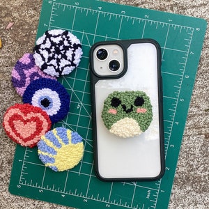 Custom Punch Needle Phone Grip | Tufted Rug Pop Grip | Cute Cell Phone Accessories