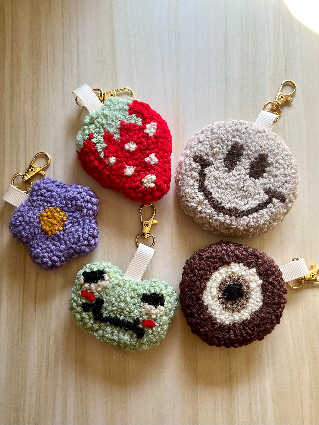 Punch Needle Keychain Chunky Tufted Keychains Cute Rug Keychain