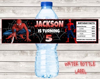 100662 Spiderman Water Bottle Labels Red & Blue Logo Spiderman Drink Labels Spiderman Birthday Spiderman Party Printables