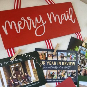 Joyeux courrier de Noël, porte-cartes de Noël joyeux courrier, présentoir pour carte de Noël, porte-cartes de Noël, porte-cartes de voeux, cartes