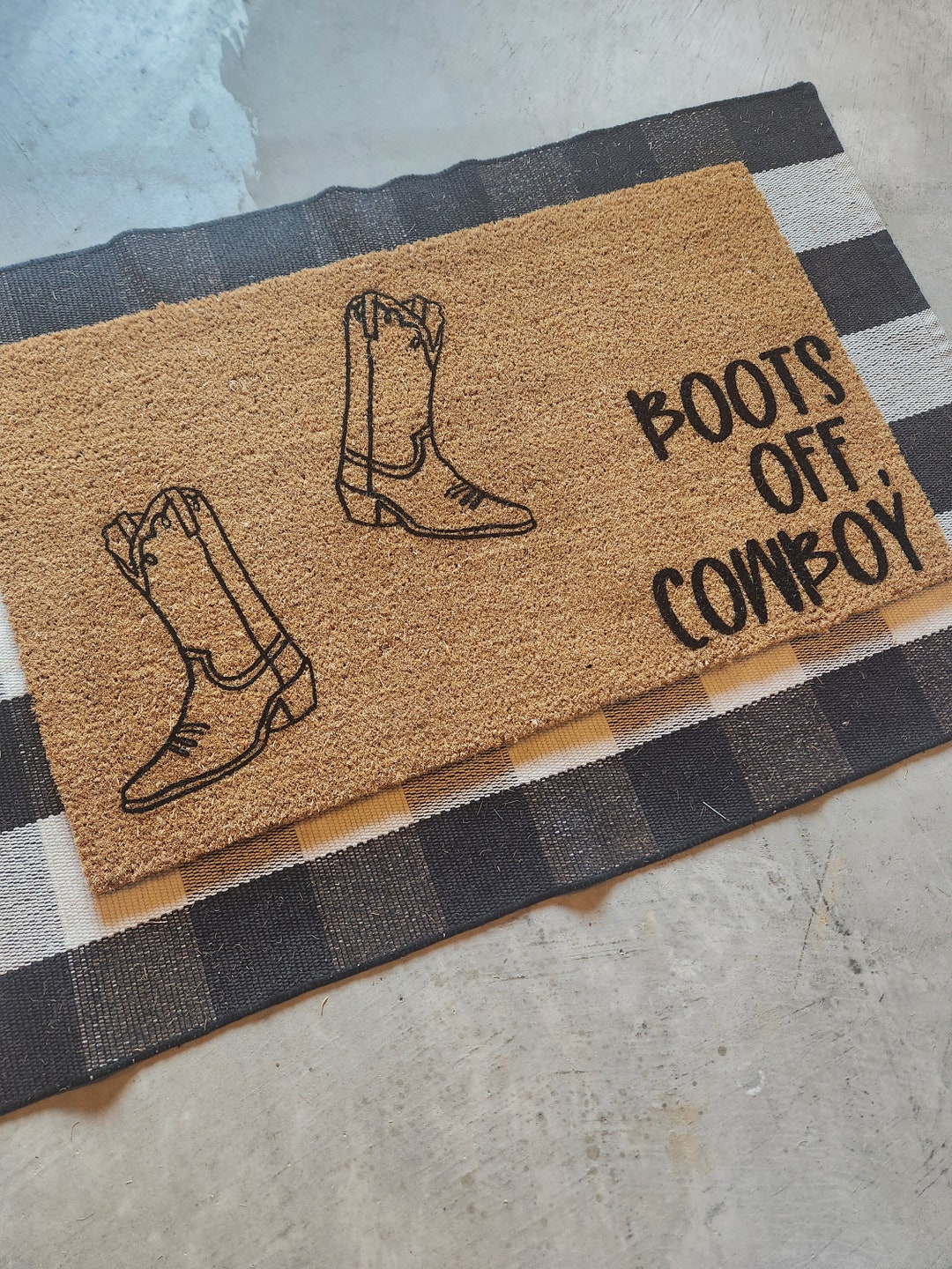 Boots off Cowboy Doormat, Texas Doormat, Ranch Doormat, Cowboy
