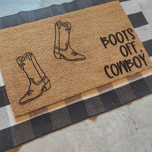 boots off cowboy doormat, texas doormat, ranch welcome doormat, cowboy doormat, western doormat, kick off your boots, gifts for him