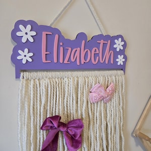 Baby girl personalized name bow holder, hair bow holder baby girl nursery decor, baby shower gift, hair bow organization