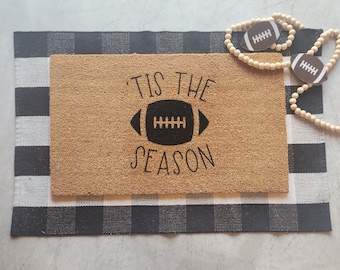 tis the season for football doormat, fall and football yall doormat, football doormat, cute football doormat, football season doormat