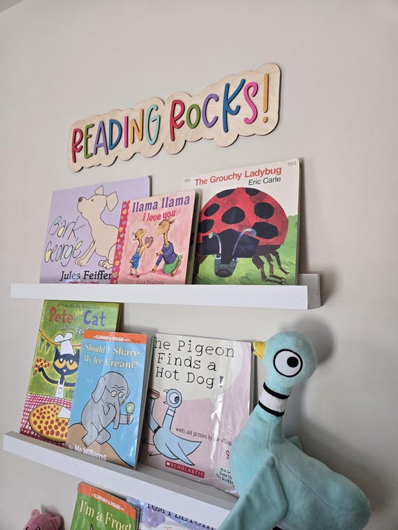 reading rocks wood sign, reading nook wall art, kids playroom wall decor, library classroom sign