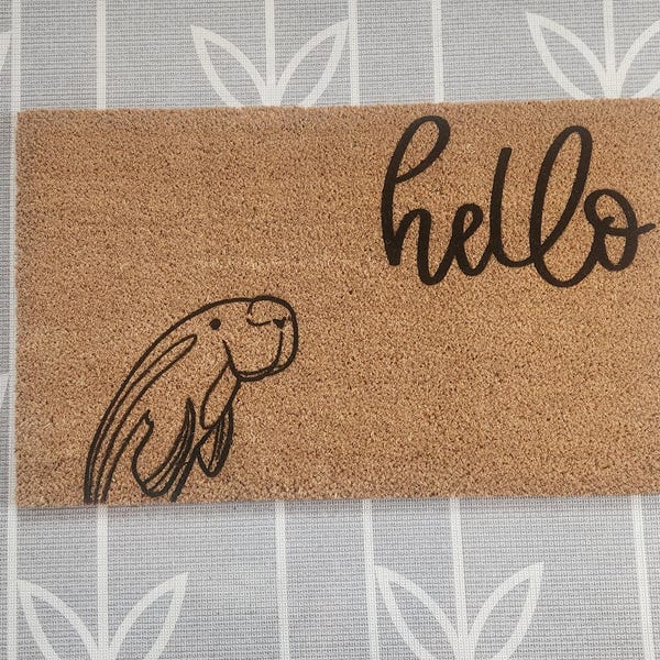 Manatee doormat, manatee beach house doormat, manatee decor, florida airbnb doormat,house marker doormat, coastal airbnb porch decor