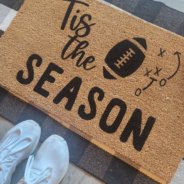 tis the season for football doormat, fall and football yall doormat, football doormat, cute football doormat, football season doormat