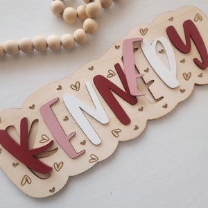 Valentinstag personalisiertes Baby Puzzle, personalisiertes Herz Puzzle, personalisiertes Baby Namenspuzzle, Montessori Lasercut Namenspuzzle, Liebeskorbgeschenk