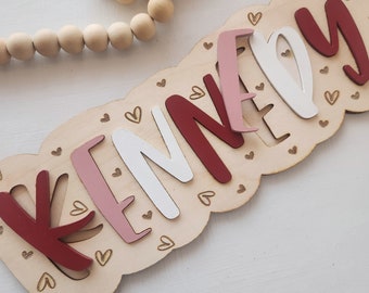 Quebra-cabeça de bebê personalizado para o Dia dos Namorados, quebra-cabeça de coração feminino, quebra-cabeça de nome de bebê personalizado, quebra-cabeça de nome montessori cortado a laser, presente de cesta de amor