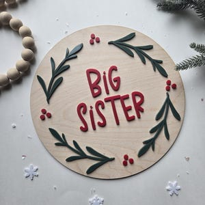 Letrero de anuncio de bebé n.° 2, revelación navideña de hermano/hermana mayor, accesorio de anuncio de embarazo navideño, accesorio de tarjeta navideña de querido Papá Noel