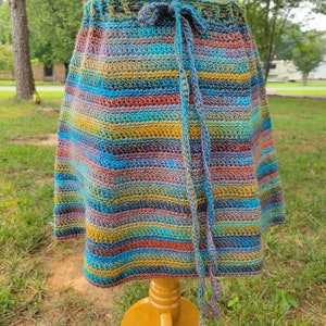 Crochet skirt with drawstring waist, boho skirt
