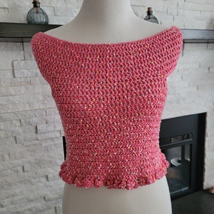 Off the shoulder summer top, crochet top with ruffle
