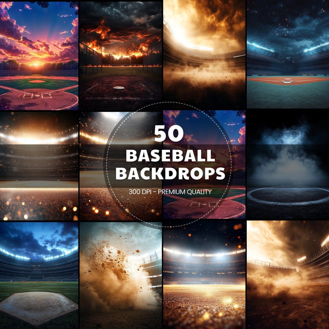 50 Baseball Field Backgrounds and Stadium Digital Overlays for ...