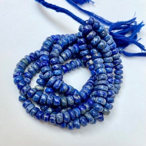Natural Lapis Lazuli Smooth Rondelle Beads, 5-6 mm Blue Lapis Gemstone Beads, 8"Inch AAA Wholesale Beads for Making Jewelry & Craft