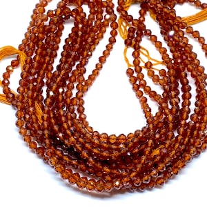 AAA+ Hessonite Gemstone Faceted Round Beads 3-3.5 mm Natural Hessonite Semi Precious Gemstone Loose Round Beads Jewelry Making Crafts