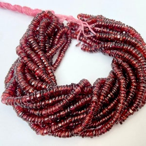 Natural Garnet Smooth Tyre Shape Beads 15&quot;Inch 5-6 mm Strand Red Garnet Beads Garnet Gemstone Loose Beads Jewelry Crafts SALE