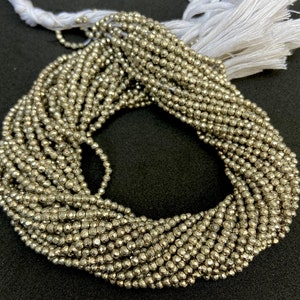 AAA Natural Pyrite Micro Faceted Round Beads 3-3.5 mm Pyrite Faceted Beads Genuine Pyrite Gemstone Loose Beads for Jewelry making